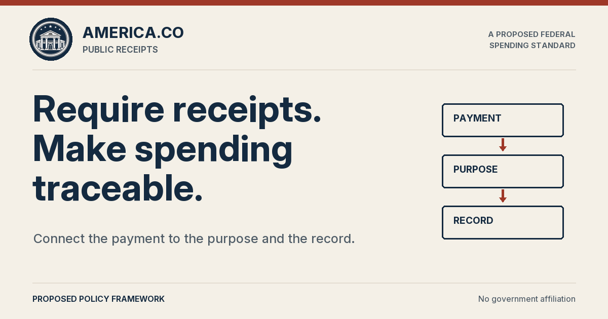Require receipts. Make spending traceable. — proposed policy framework