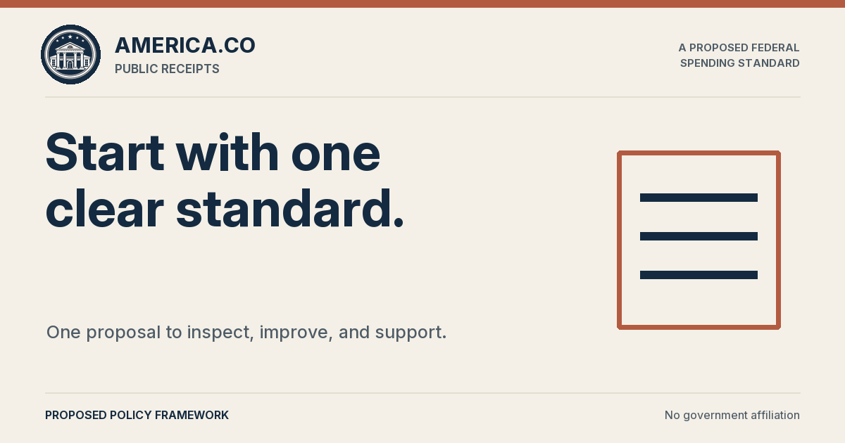 Start with one clear standard. — proposed policy framework